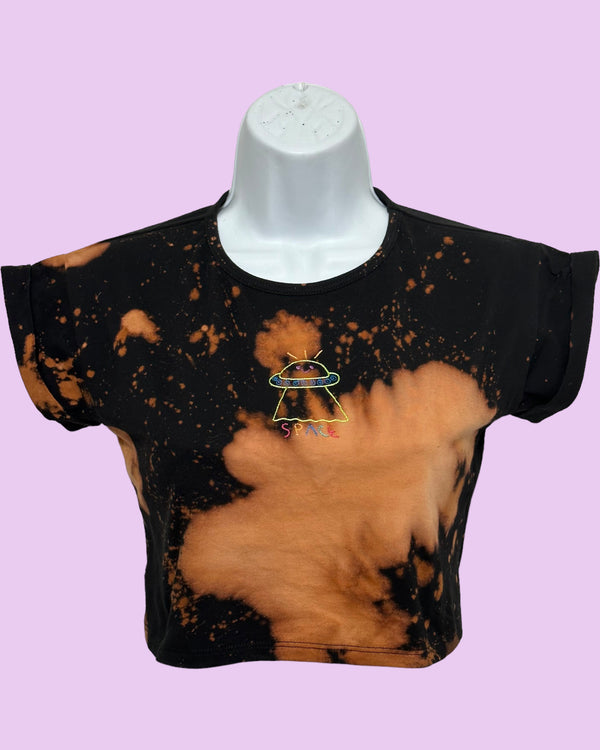 Space tie-dye Crop Top (Black/brown)