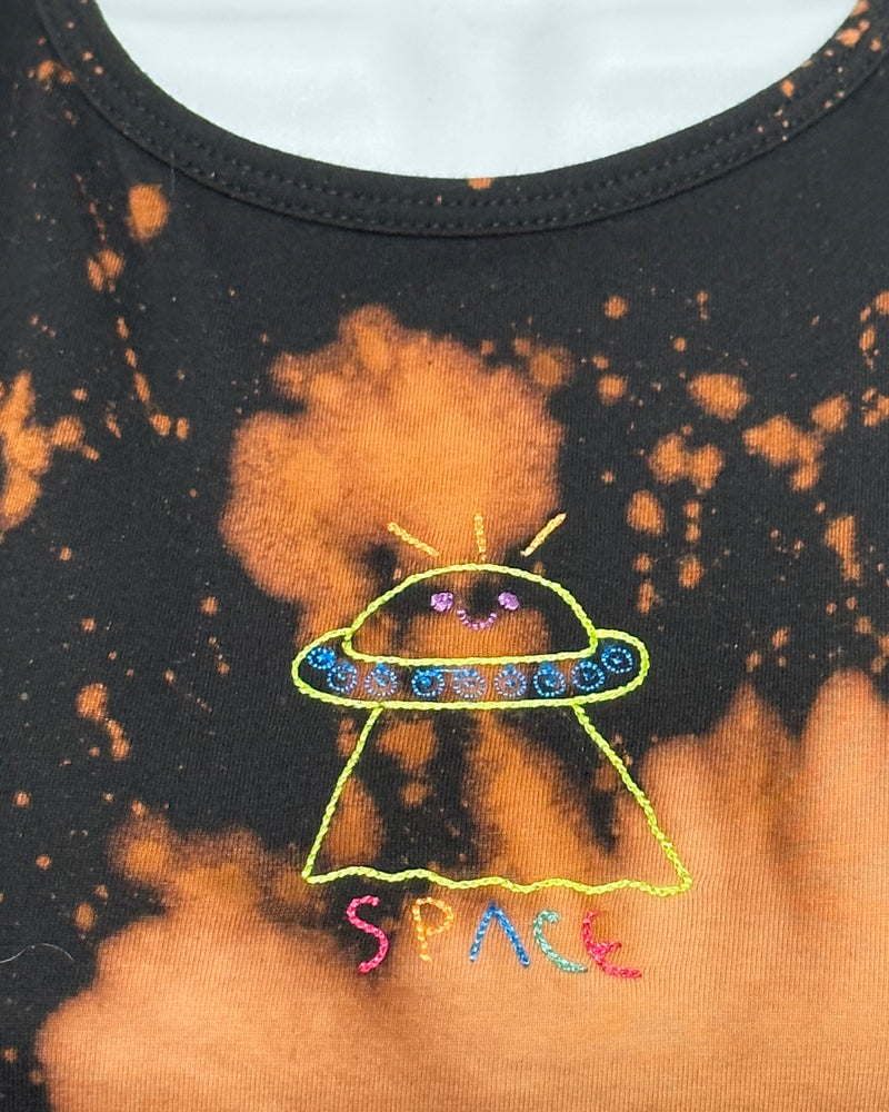 Space tie-dye Crop Top (Black/brown)