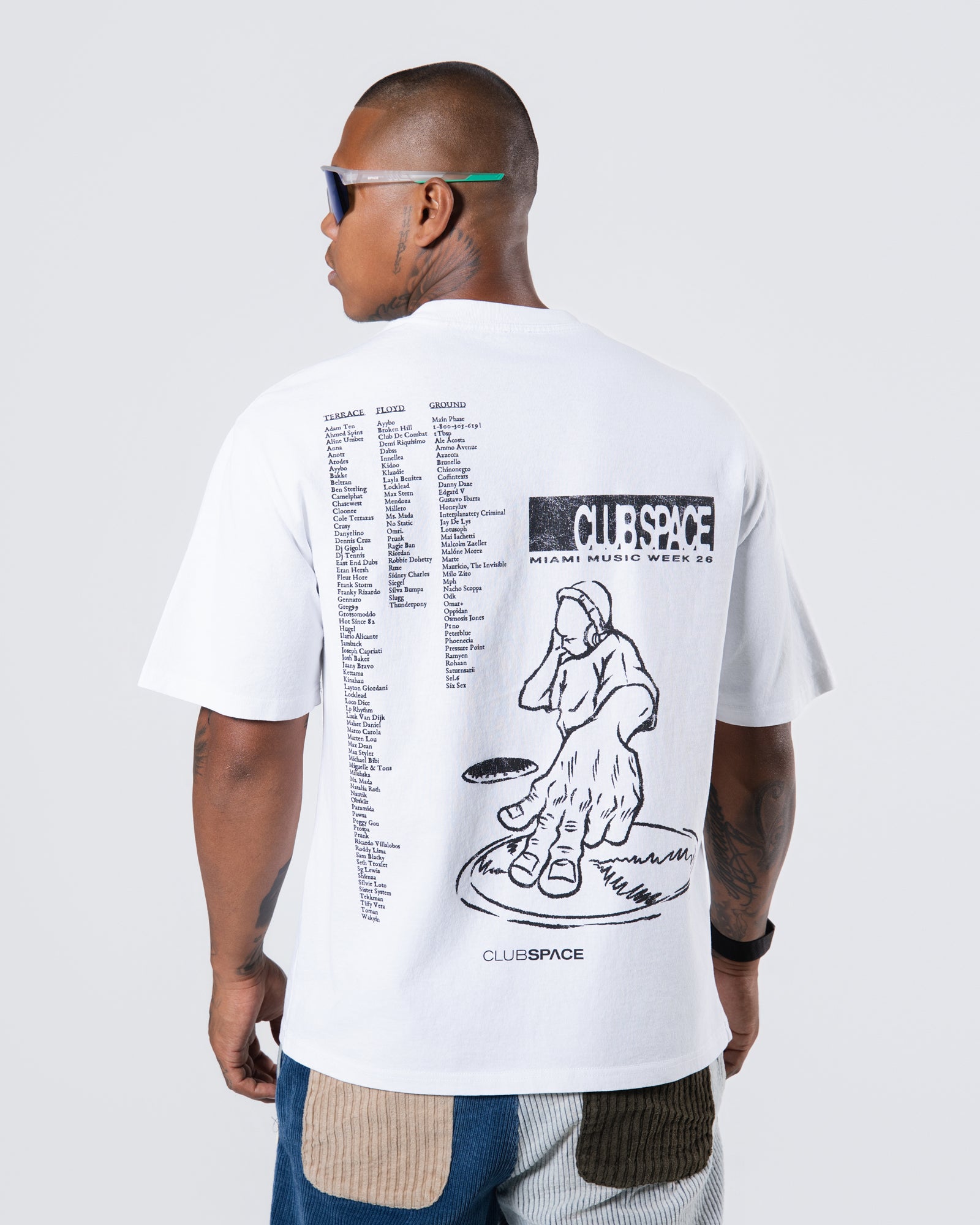 Club Space MMW lineup Tee White