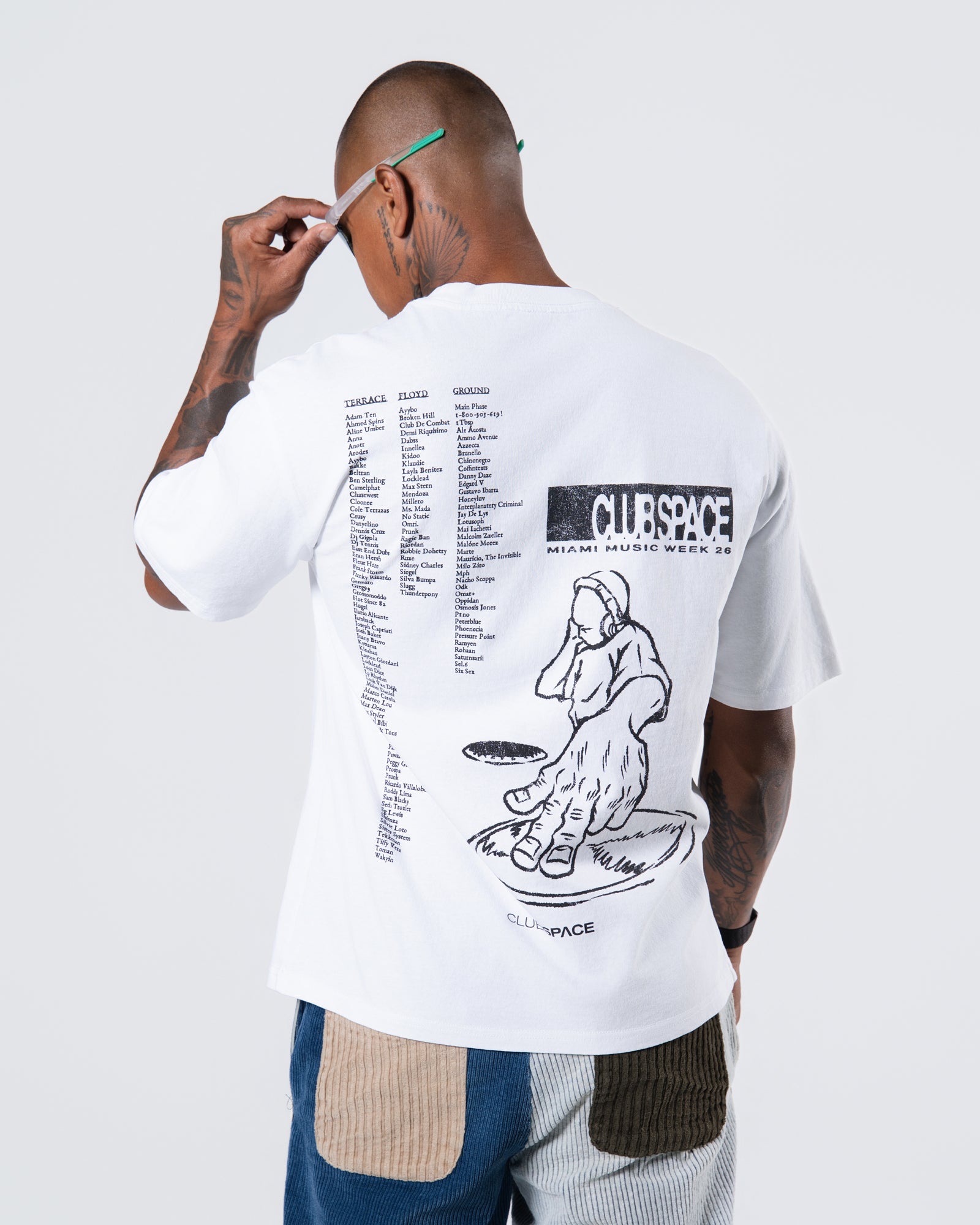 Club Space MMW lineup Tee White