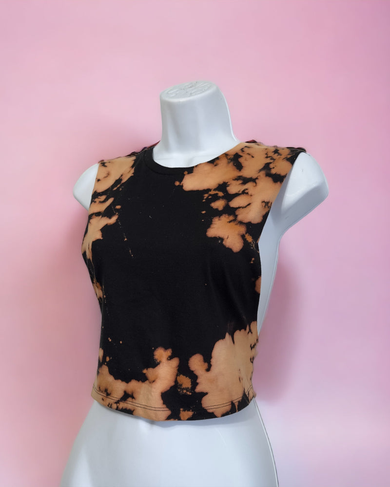 Space tie-dye Muscle Crop Top (Black/brown)