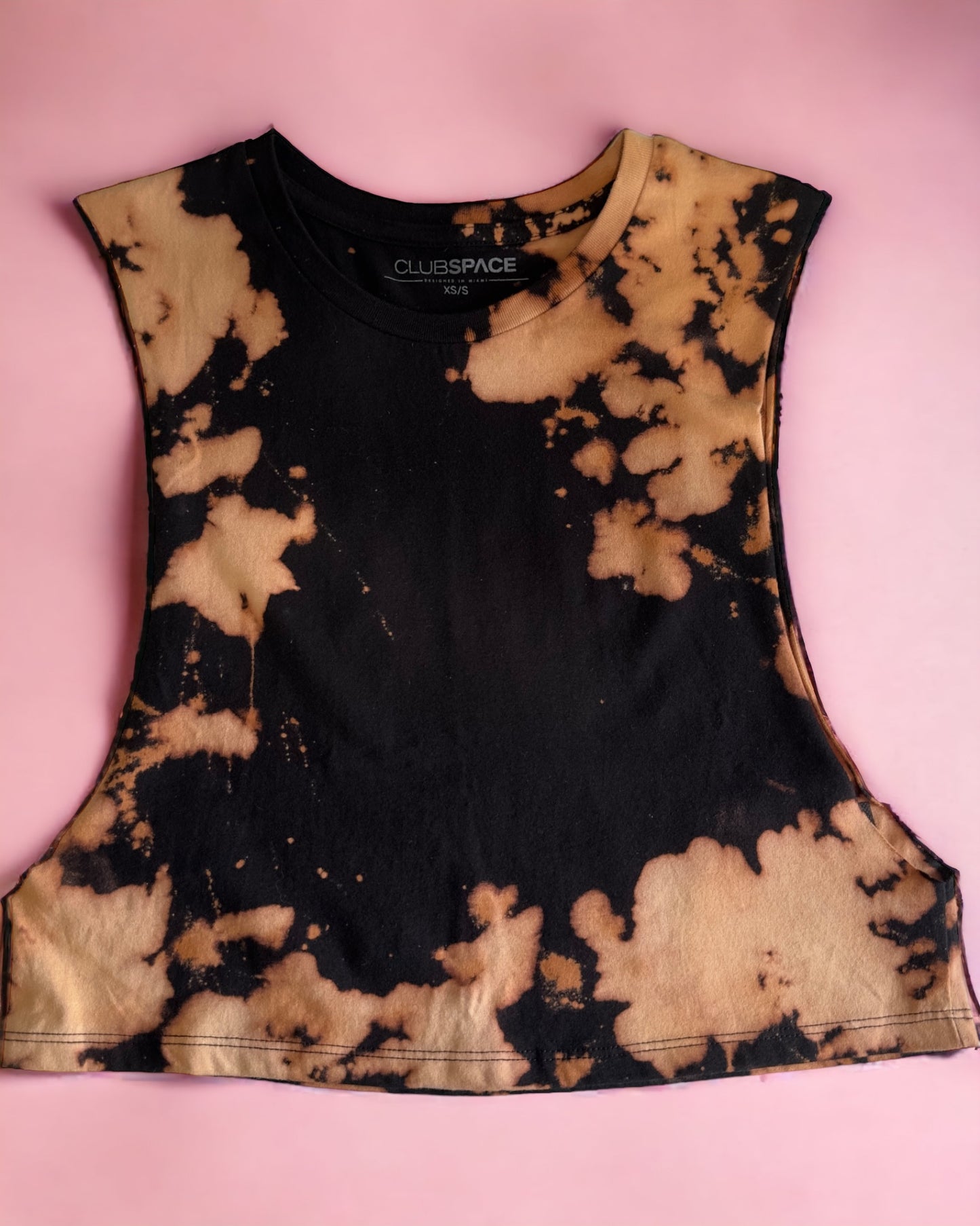 Space tie-dye Muscle Crop Top (Black/brown)